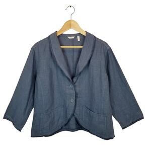 kleen Women's 100% Linen Blue Lightweight Blazer Jacket Size Large